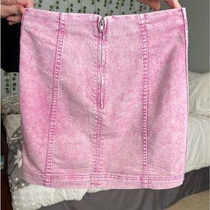 free people pink denim skirt
